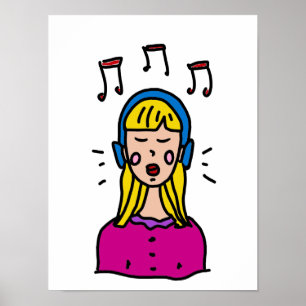 A girl is listening to music poster
