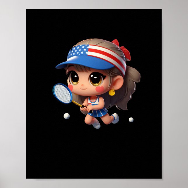 A Girl Playing Tennis. Sticker  Poster (Front)