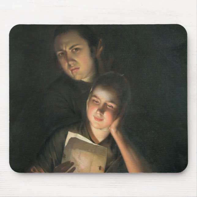 A Girl reading a letter by Candlelight Mouse Pad (Front)