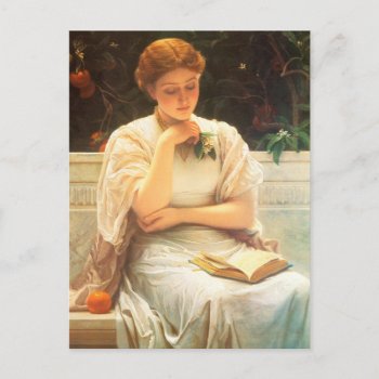 A Girl Reading Postcard by VintageSpot at Zazzle