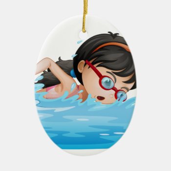 A Girl Swimming With Goggles Ceramic Ornament by GraphicsRF at Zazzle