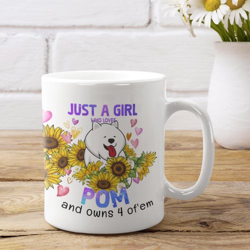 A Girl Who Love Pomeranian Sunflower Floral Dog Coffee Mug