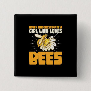 A Girl Who Loves Bees Button