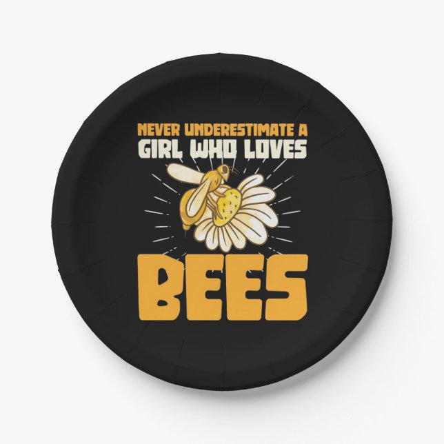 A Girl Who Loves Bees Paper Plates (Front)