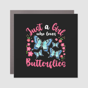 A Girl Who Loves Butterflies And Flowers Car Magnet