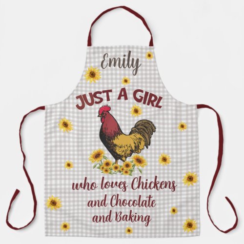 A Girl Who Loves Chickens Chocolate  Baking Apron