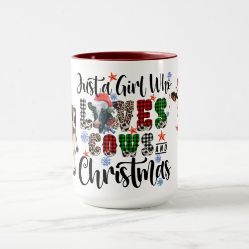 A Girl Who Loves Cows And Christmas  Mug