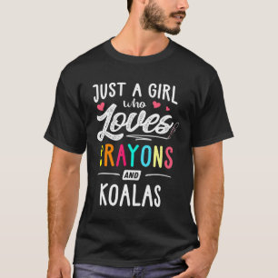 A Girl Who Loves Crayons And Koalas Kids Youth T-Shirt