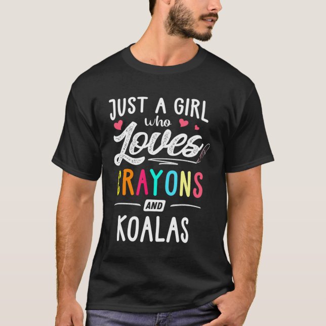 A Girl Who Loves Crayons And Koalas Kids Youth T-Shirt (Front)