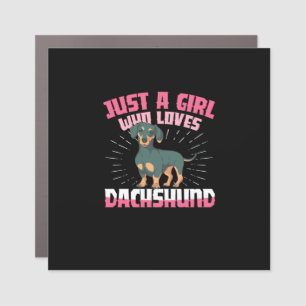 A Girl Who Loves Dachshund Car Magnet