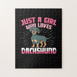 A Girl Who Loves Dachshund Jigsaw Puzzle