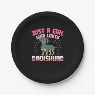 A Girl Who Loves Dachshund Paper Plates