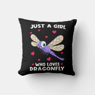 A Girl Who Loves Dragonflies Throw Pillow