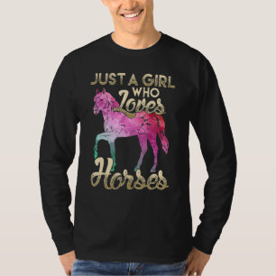 A Girl Who Loves Horses Floral Horse 1 T-Shirt