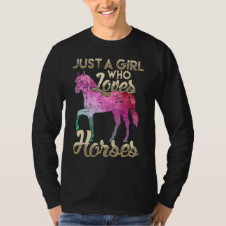 A Girl Who Loves Horses Floral Horse T-Shirt