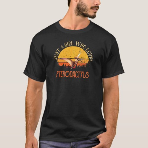 A Girl Who Loves Pterodactyls Dinosaur Bird Vintag T_Shirt