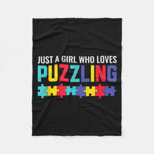 A Girl Who Loves Puzzling Puzzle Puzzle Horror Fleece Blanket