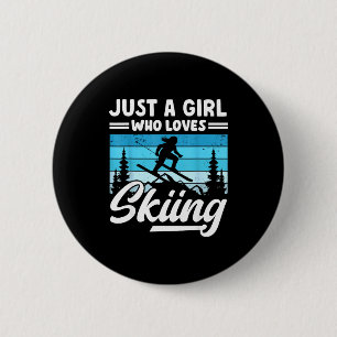 A girl who loves skiing fun winter sports ski button