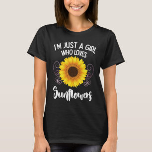 A girl who loves sunflowers summer T-Shirt