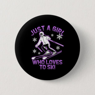 A girl who loves to ski club women skiing trip button