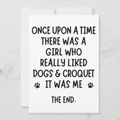 A girl who really liked dogs  croquet card