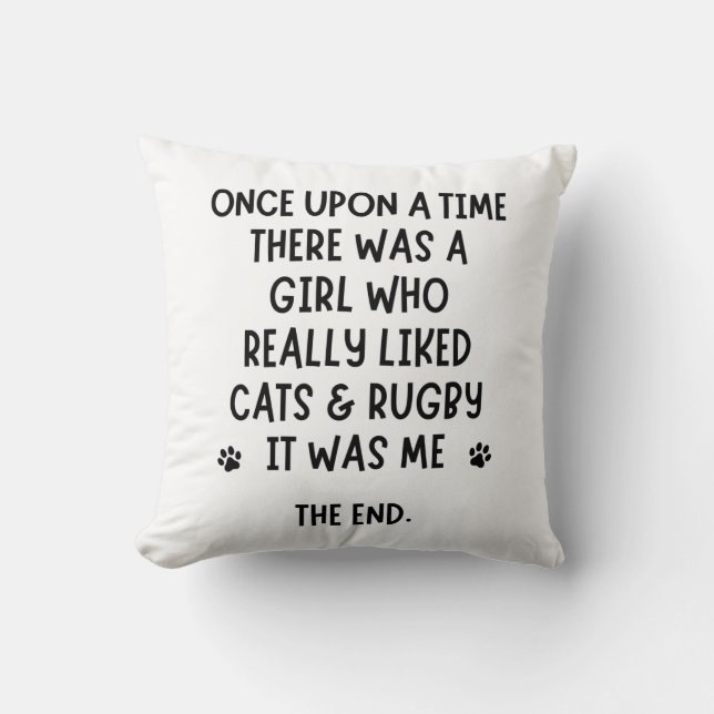 A girl who really liked Rugby and cats. Throw Pillow (Front)