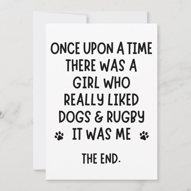 A girl who really liked Rugby and Dogs. Card (Front)