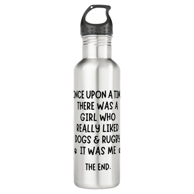 A girl who really liked Rugby and Dogs. Stainless Steel Water Bottle (Front)