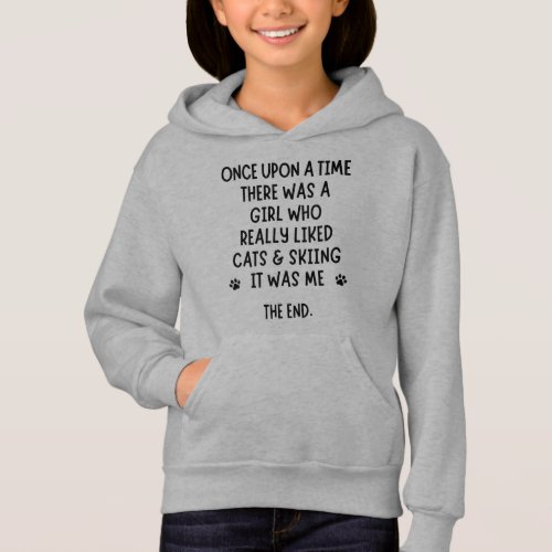 A girl who really liked skiing and cats hoodie