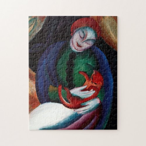 A Girl with a Cat by Franz Marc Jigsaw Puzzle