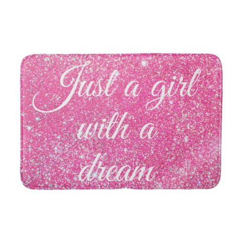 A GIRL WITH A DREAM Sparkle Hot Pink Glitter Bath Mat