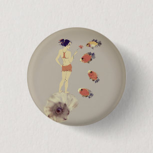 A girl with a flower button