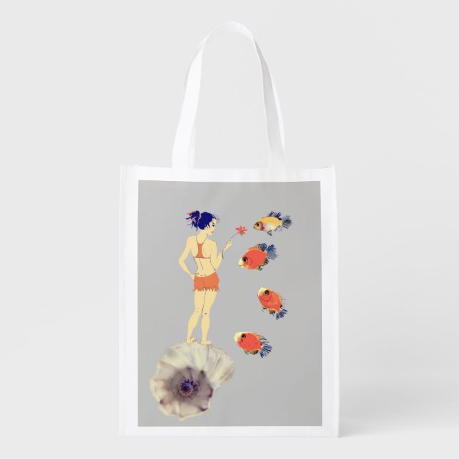 A girl with a flower grocery bag (Front)