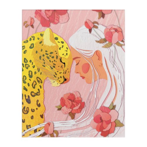 a girl with a leopard acrylic print