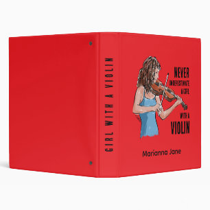 A Girl with a Violin Music Sheets Binder