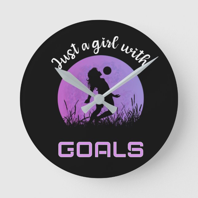 A girl with goals beautiful soccer round clock (Front)