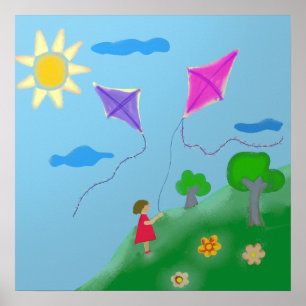 A Girl with Kites Poster