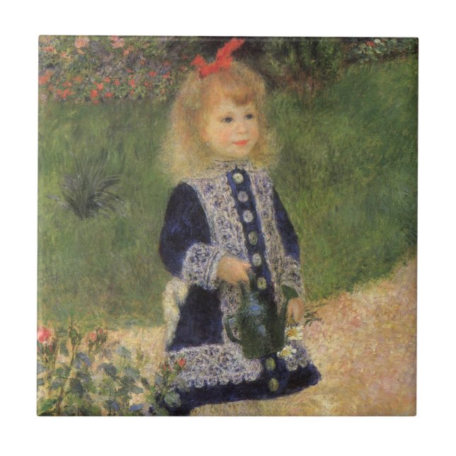 A Girl with Watering Can by Pierre Renoir Ceramic Tile (Front)