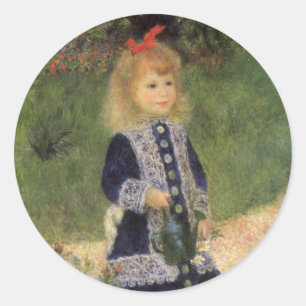 A Girl with Watering Can by Pierre Renoir Classic Round Sticker