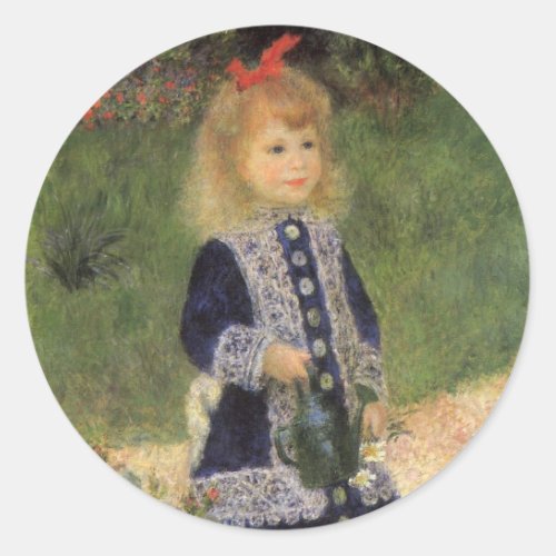 A Girl with Watering Can by Pierre Renoir Classic Round Sticker