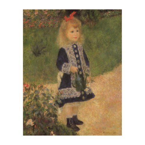 A Girl with Watering Can by Pierre Renoir Wood Wall Art