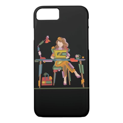 A GIRL WORKING SINCERELY IN LAPTOP 96 iPhone 87 CASE