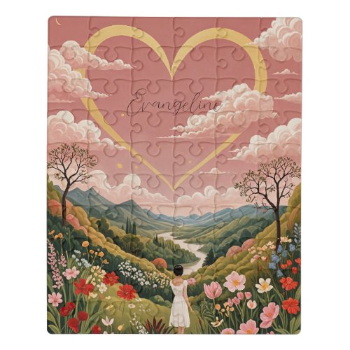 A Girls Heartfelt Gaze Personalized   Jigsaw Puzzle