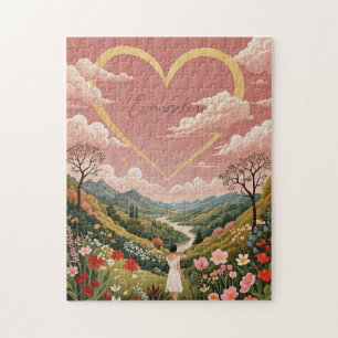 A Girl's Heartfelt Gaze Personalized Jigsaw Puzzle