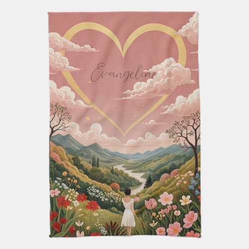 A Girls Heartfelt Gaze Personalized   Kitchen Towel