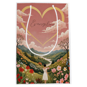 A Girl's Heartfelt Gaze Personalized Medium Gift Bag
