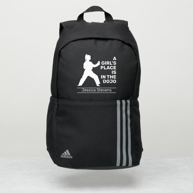 A girl's place is in the dojo Karate silhouette Adidas Backpack (Front)