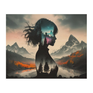 A girl's shadow _wood wall art