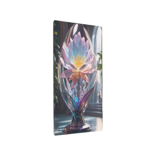  A glass like alien floral monument is display Metal Print