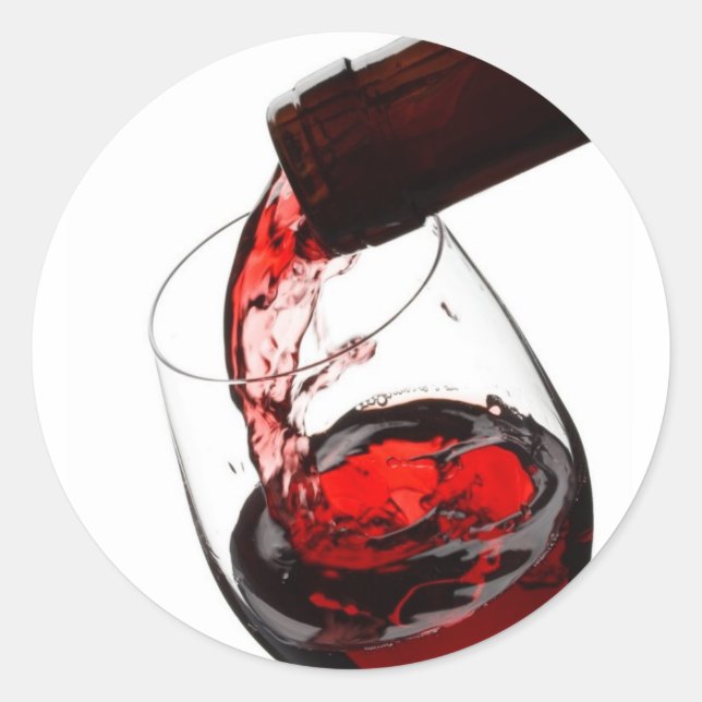 A Glass of Red Wine Classic Round Sticker (Front)